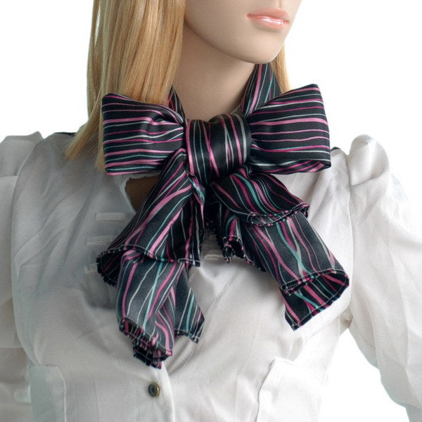 Blando Black Irregular Stripe Chic Exquisitely Soft Luxuriant Silky Scarf/Wrap/Shawl(Small)