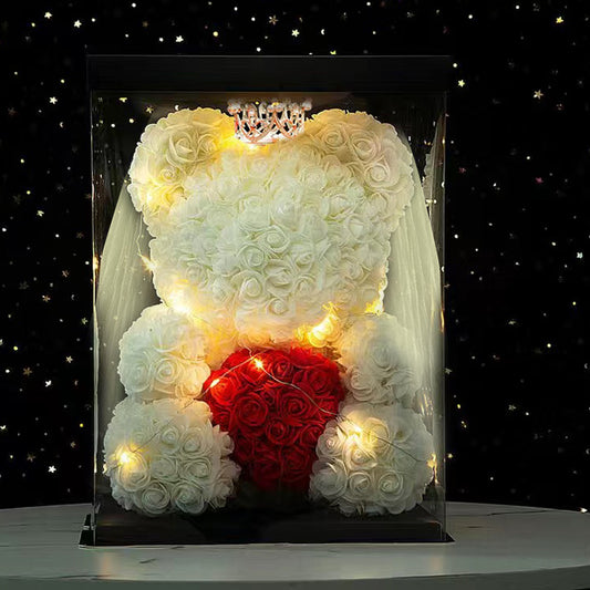 40cm Large Teddy Rose Bear Artificial Flowers Rose Bears with Light Box Anniversary Valentine's Wedding Birthday Christmas Gift