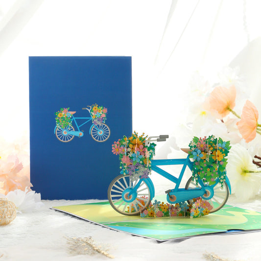 3D Pop Up Card Vintage Bicycle With Flower Card Greeting Card For Thanksgiving; Mother's Day; Valentine's Day; Birthday Size 17.8*12.7cm(7*5 Inch) Includes Envelope And Note Tag