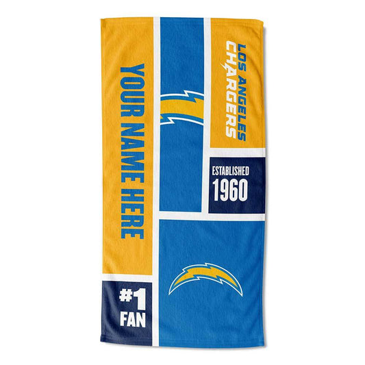 [Personalization Only] LA Chargers Colorblock Personalized Beach Towel