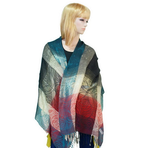 Blancho Bedding -Pa-a09-3 Moon & Stars & Roses Elegant Fashion Smooth Touch Tassel Ends Pashmina/Shawl/Scarf