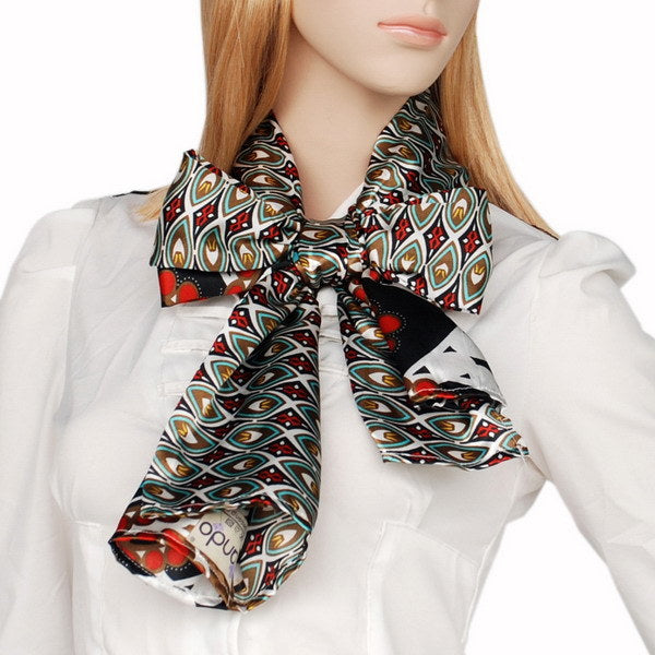 Blando Brown Tone Fantastic Multi-Patterns Chic Natural Soft Silky Scarf/Wrap/Shawl(Small)