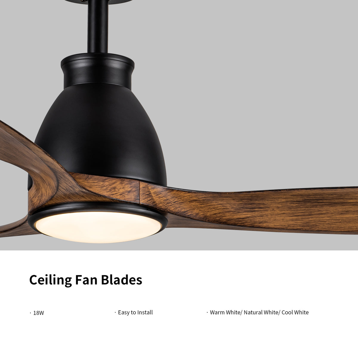 52 in. Outdoor/Indoor Integrated LED Imitation Modern Ceiling Fan with Lights and Remote Control