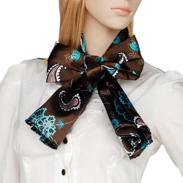 Blando Dark Brown Paisley & Flower Pattern Elegant Extremely Soft Silk Scarf/Wrap/Shawl(Large)