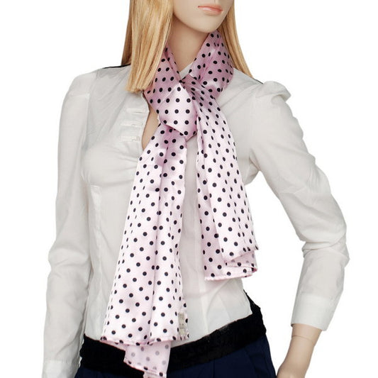 Blando Pink Background Small Cute Black Dot Design Soft Silk Scarf/Wrap/Shawl(Small)