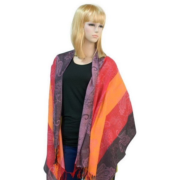 Blancho Bedding -Pa-a82-2 Multi-Colors Rose & Paisley National Style Exquisite Soft Tassel Ends Pashmina/Shawl/Scarf