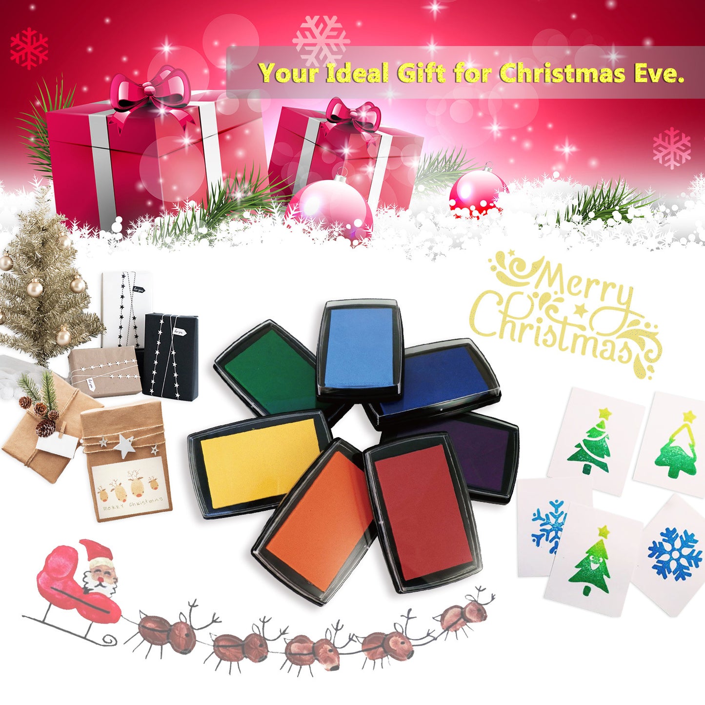 7 Washable Ink Pads for Rubber Stamps; Letter Stamps; Baby Footprint; Fingerprint; Stamp Pads For Kids on Scrapbooking; Card Making Supplies- Large Safe Non-Toxic Ink Pad(7 Pack)