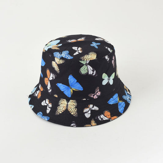 New hat spring and summer new leaves butterfly double-sided wearing fisherman hat basin hat leisure travel sun hat