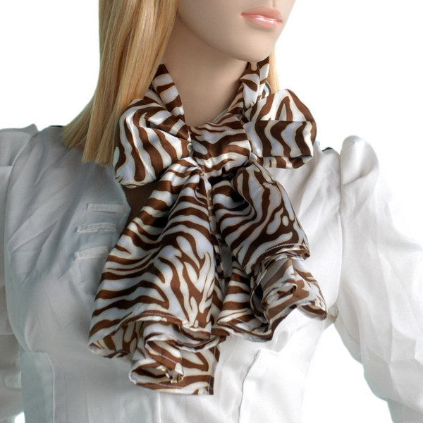 Blando Brown Funky Zebra Animal Pattern super soft Silk Scarf/Wrap/Shawl(Small)