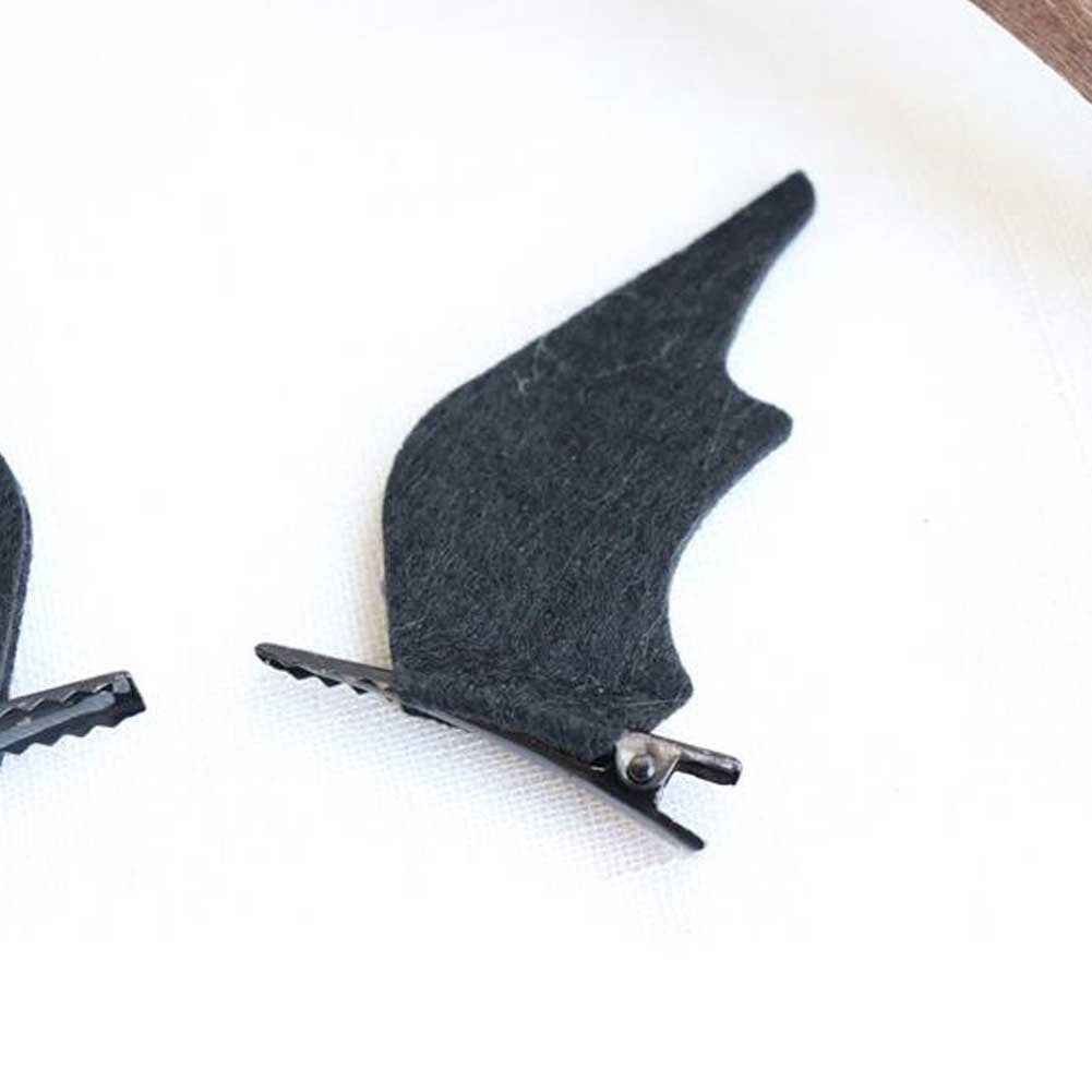 1 Pair Black Devil's Wing Hair Clips Gothic Hair Clips Halloween Non-Woven Bat Wings Cosplay Hair Clips