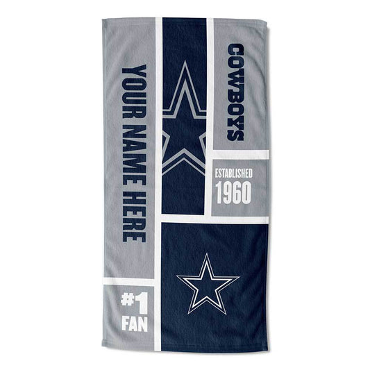 [Personalization Only] Cowboys Colorblock Personalized Beach Towel