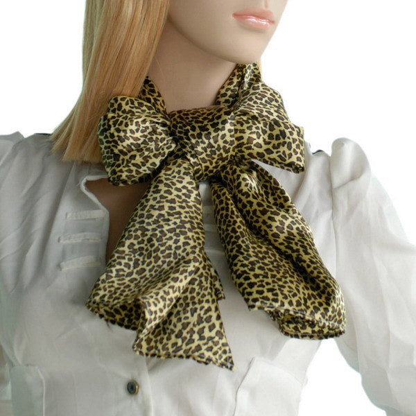 Blando Chic Small Leopard Animal Print Soft Natural Silk Scarf/Wrap/Shawl(Small)