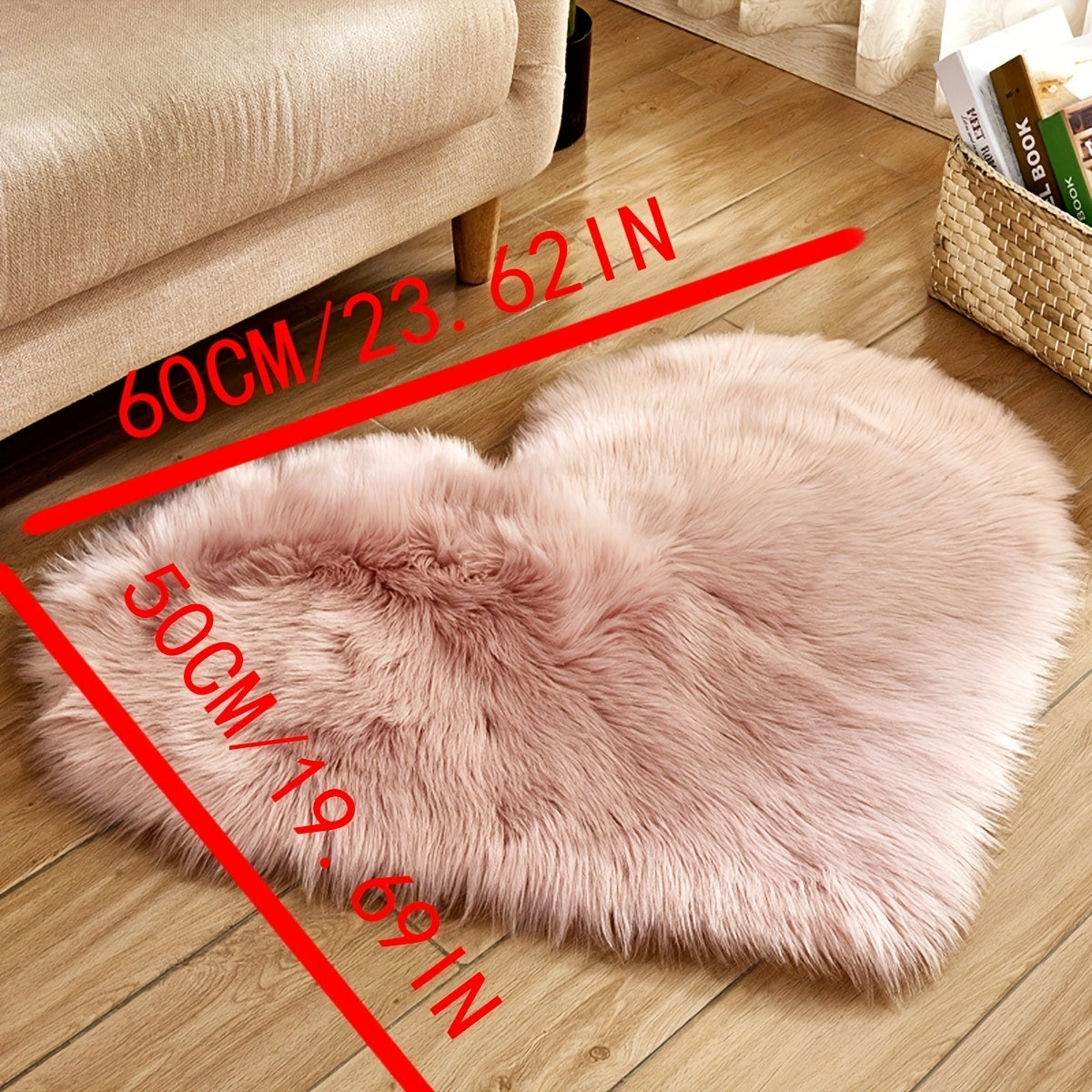 1pc Heart Shaped Area Rug, Plush Faux-Fur Carpet For Living Room & Bedroom, Home Decor Valentine's Day Decor 19.6in*23.6in/50cm*60cm