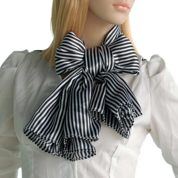 Blando Black & White Stripe Elegant Fashion Soft Natural Silk Scarf/Wrap/Shawl(Large)
