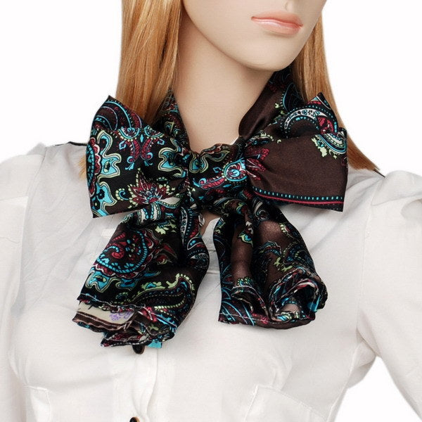 Blando Black & Blue Paisley Patterns Revitalized Style Soft Silk Scarf/Wrap/Shawl(Small)
