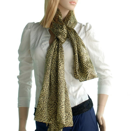 Blando Chic Small Leopard Animal Print Soft Natural Silk Scarf/Wrap/Shawl(Small)