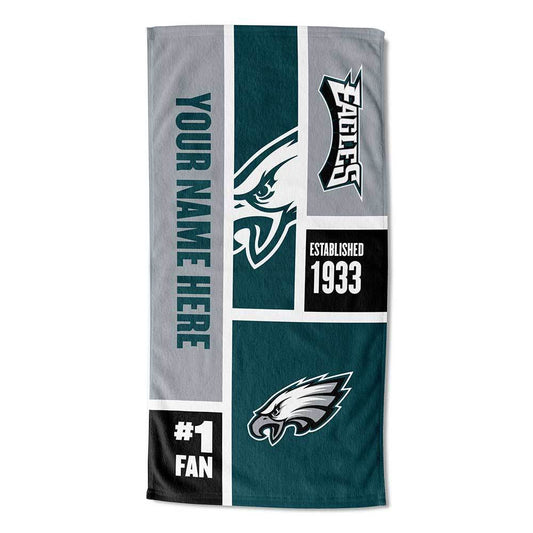 [Personalization Only] Eagles Colorblock Personalized Beach Towel