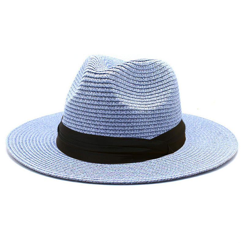 Women Men Wide Brim Straw Panama Roll up Hat Fedora Beach Sun Hat UPF50+