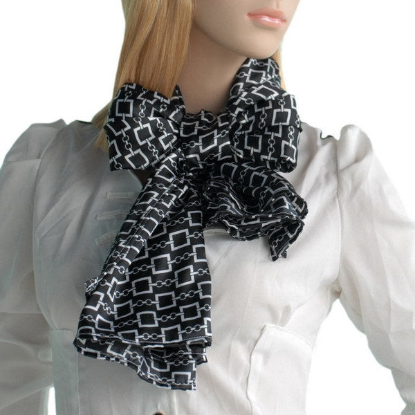 Blando Black Square Chain Design Fashion Luxuriant Silky Scarf/Wrap/Shawl(Small)