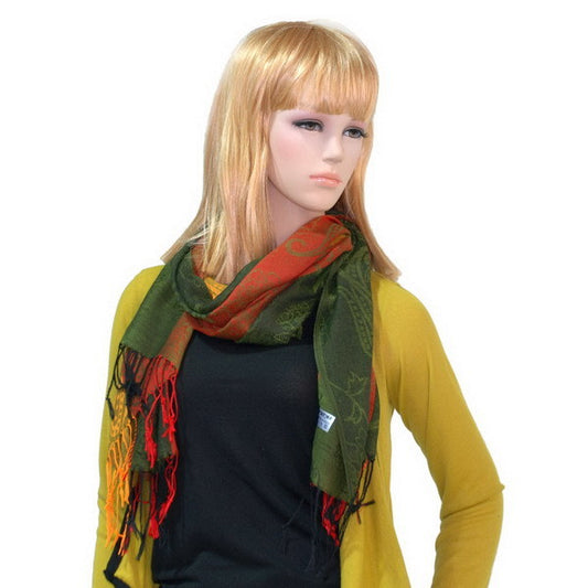 Blancho Bedding -Pa-a82-6 Multi-Colors Rose & Paisley National Style Exquisite Soft Tassel Ends Pashmina/Shawl/Scarf