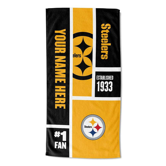 [Personalization Only] Steelers Colorblock Personalized Beach Towel