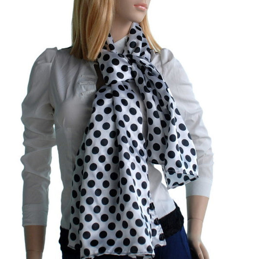 Blando Lovely Black Spots & White Base Design Super Soft Silk Scarf/Wrap/Shawl(Large)