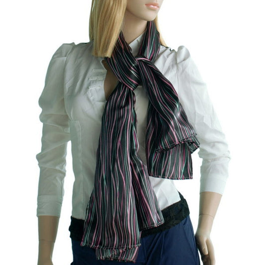 Blando Black Irregular Stripe Chic Exquisitely Soft Luxuriant Silky Scarf/Wrap/Shawl(Large)