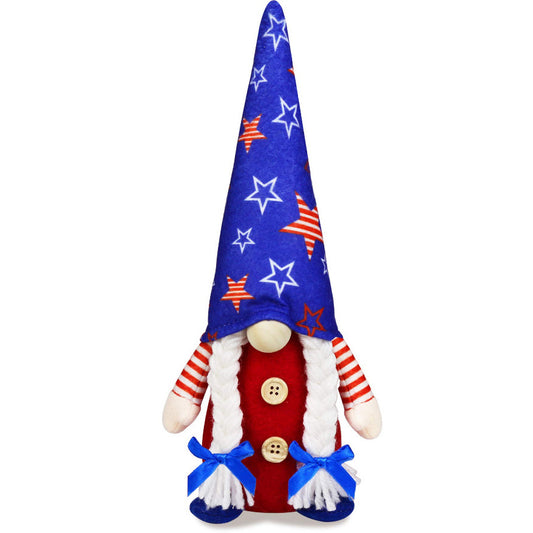 4th of July Patriotic Gnome Decorations;  Mr & Mrs USA Swedish Tomte Gnomes Plush Table Ornaments