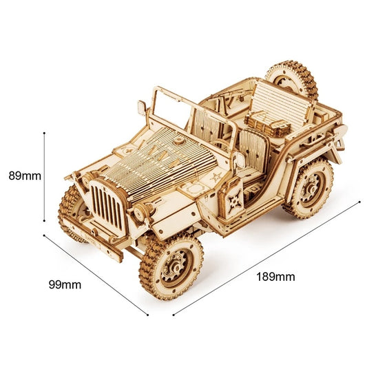 Robotime ROKR Army Jeep Car 3D Wooden Puzzle Model Toys Building Kits for Children Kids Birthday Christmas Gifts MC701 Dropship