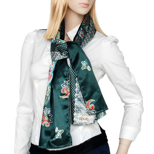 Blando Sega Green Paisley & Multi-Pattern Fashion Graceful Soft Silk Scarf/Wrap/Shawl(Large)