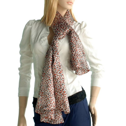 Blando Tangerine Graceful Fashion Natural Leopard Pattern Silk Scarf/Wrap/Shawl(Small)