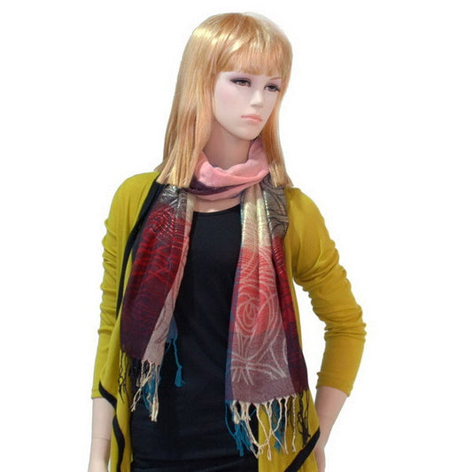 Blancho Bedding -Pa-a09-2 Moon & Stars & Roses Elegant Fashion Smooth Touch Tassel Ends Pashmina/Shawl/Scarf