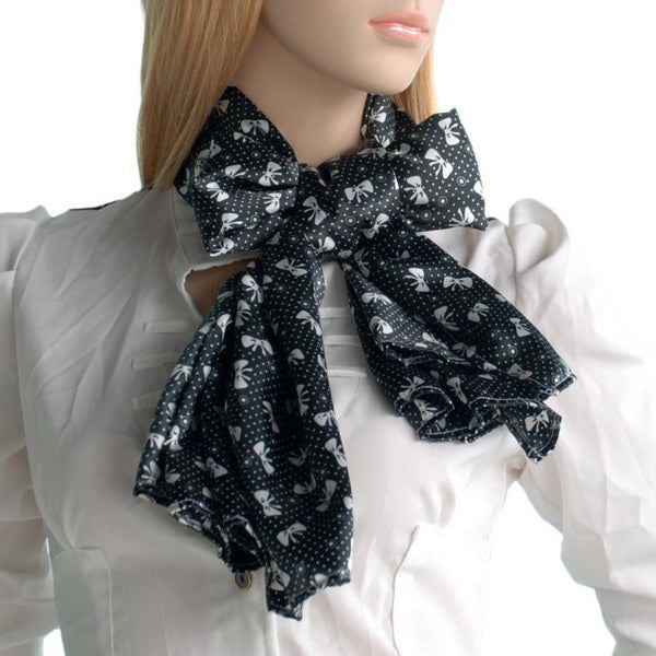 Blando Black Lovely Bowknot Design Natural Elegant Silk Scarf/Wrap/Shawl(Small)