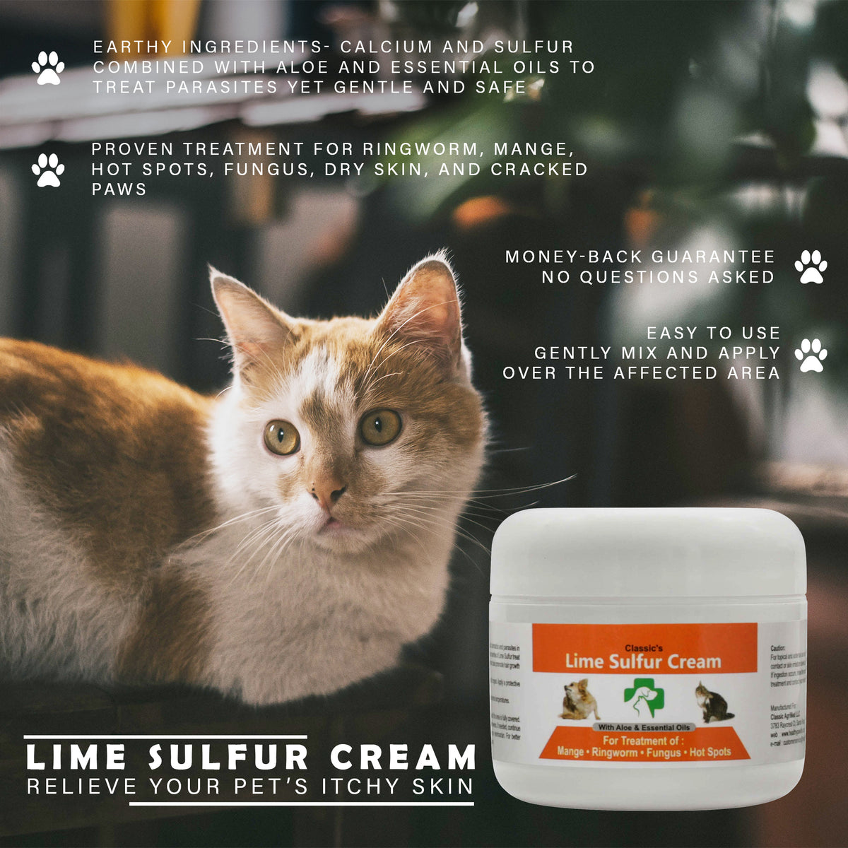 Lime Sulfur Pet Skin Cream - Pet Care and Veterinary Treatment for Itchy and Dry Skin - Safe Solution for Dog; Cat; Puppy; Kitten; Horse…