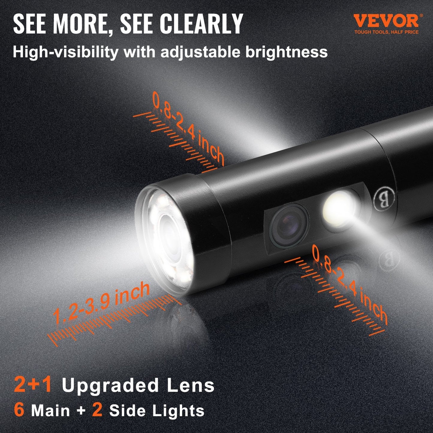 VEVOR Endoscope Camera Borescope Inspection Camera Triple Lens 4.5" IPS