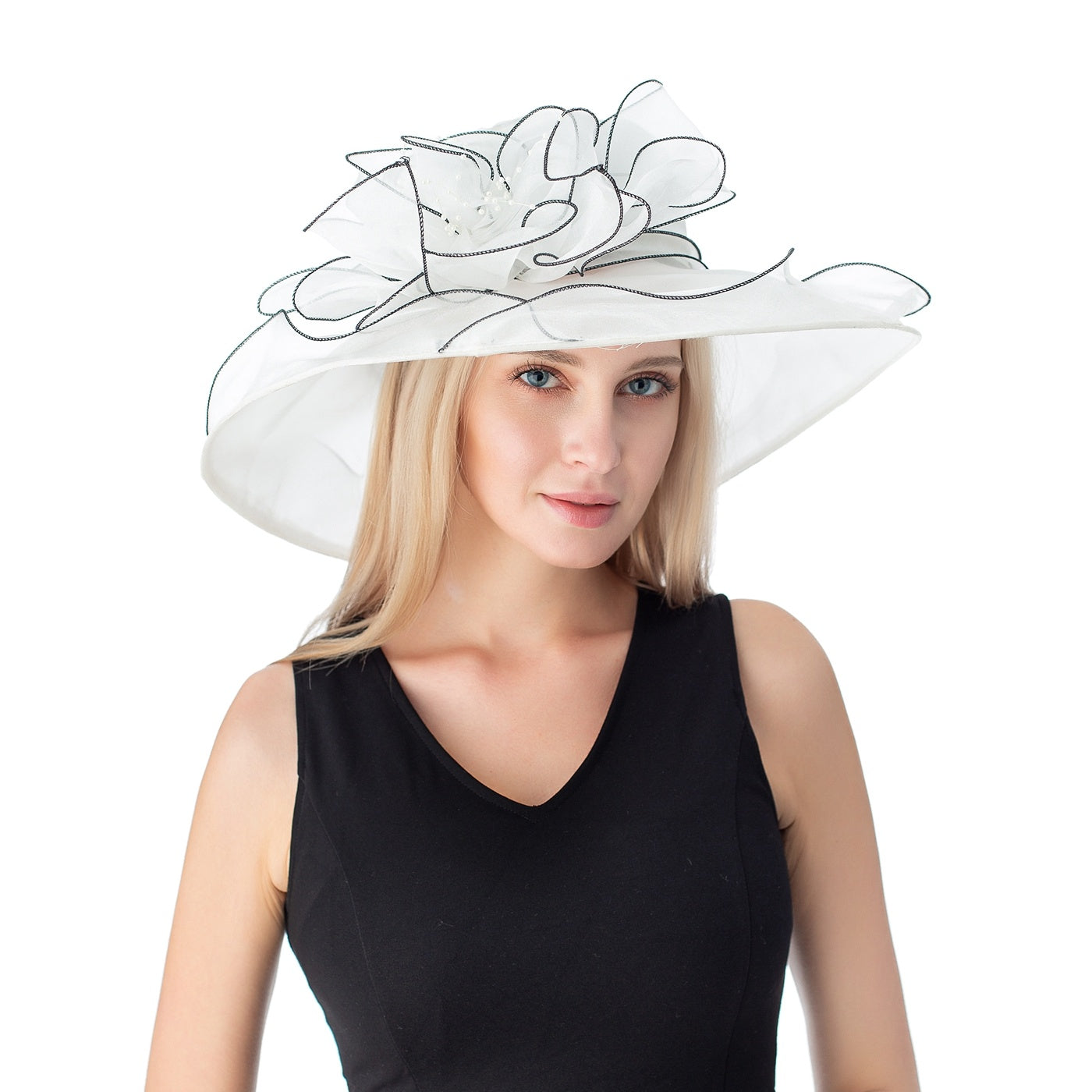 Women's Wide Brim Fedora Cap Elegant Mesh Breathable Sun Hat Church Dress Hat Leaf Flower Bridal Wedding Hat Beach Hats