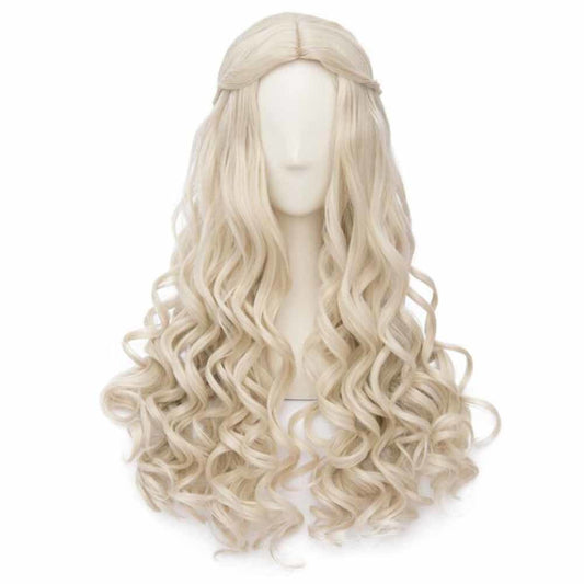 Blond Hair 65 cm Cosplay Full Wig Long Curly Hair Wig Synthetic Hair Wig Princes Halloween Dress Up