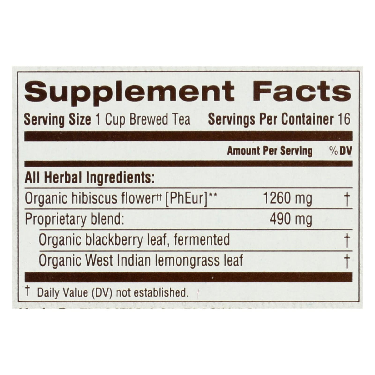 Hibiscus Herbal Tea, Organic, 6-Pack, 16 Bags