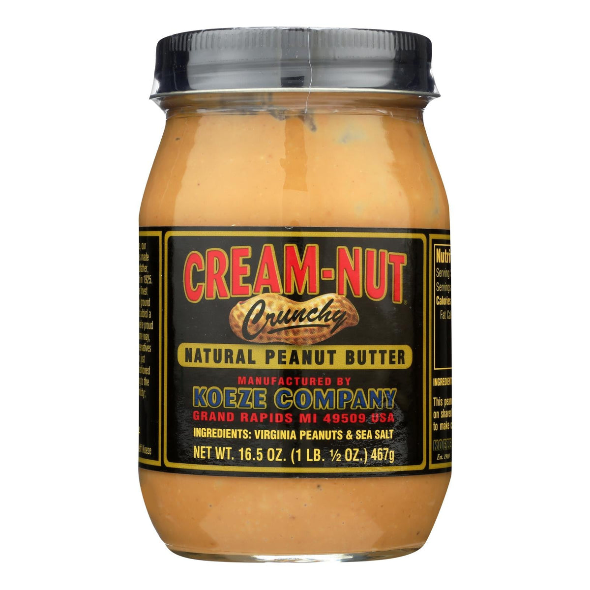 Cream Nut Crunchy Natural Peanut Butter, 6 Pack, 16.5 oz