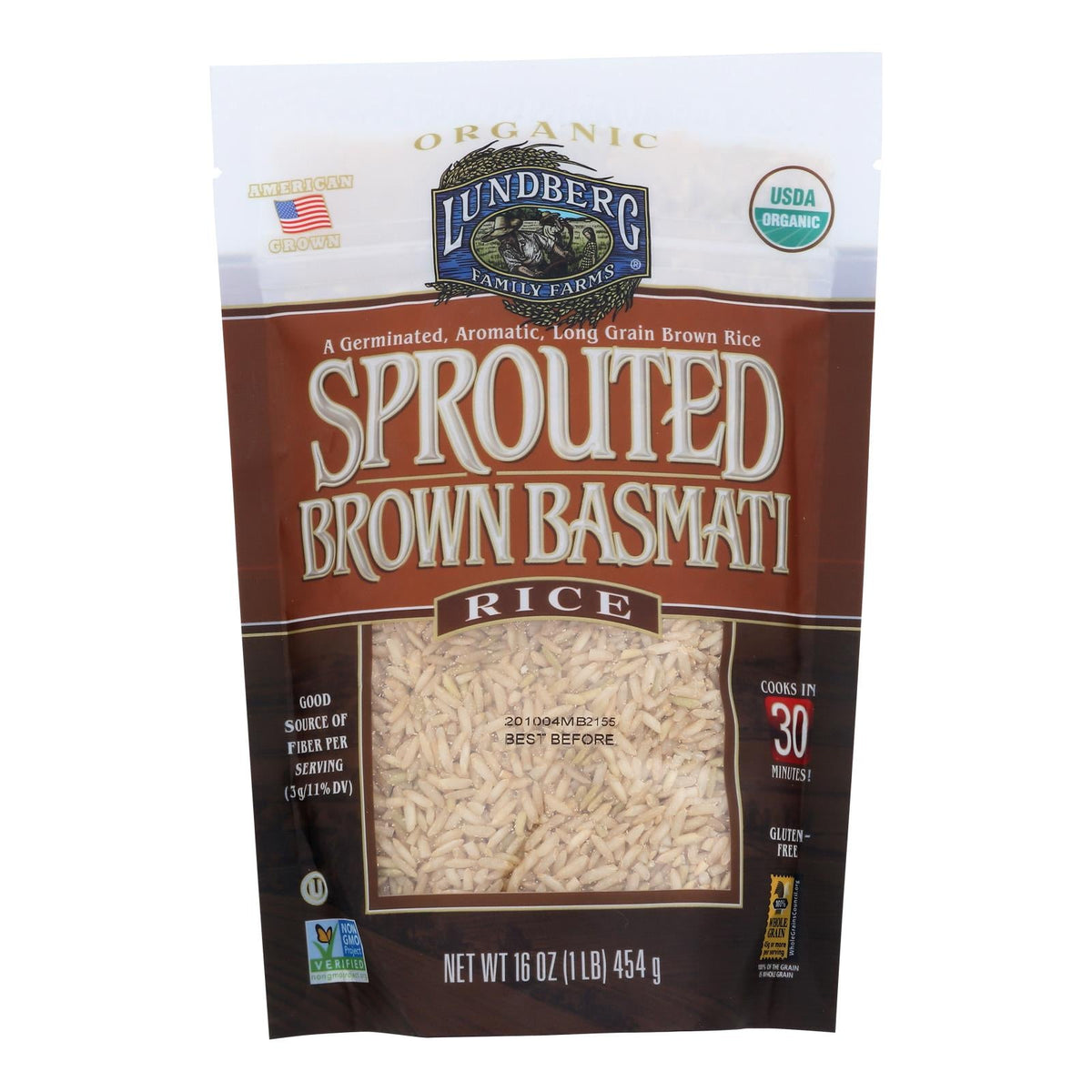 Lundberg Sprouted Brown Basmati Rice - 6 Pack, 1 lb Each