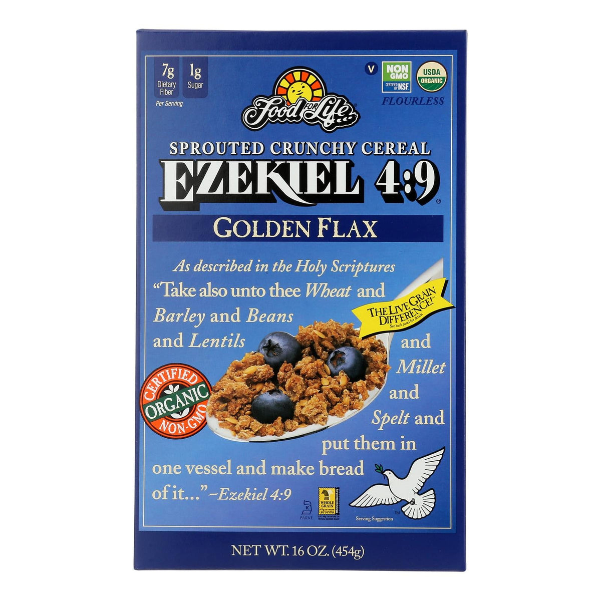 Ezekiel 4:9 Golden Flax Sprouted Cereal, Organic, 16oz, 6pk
