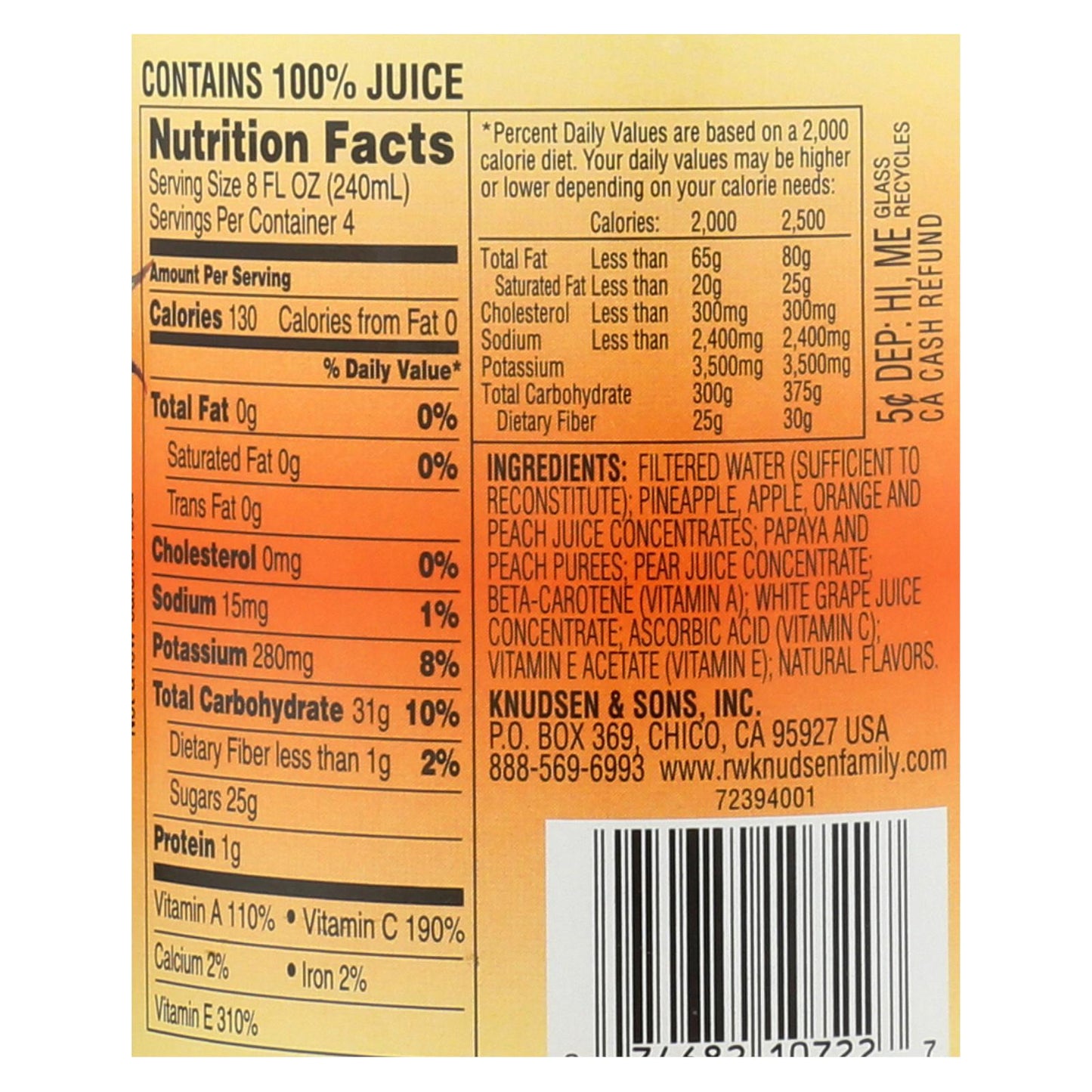 Knudsen Simply Nutritious Morning Blend Juice, 6-Pack, 32 FZ