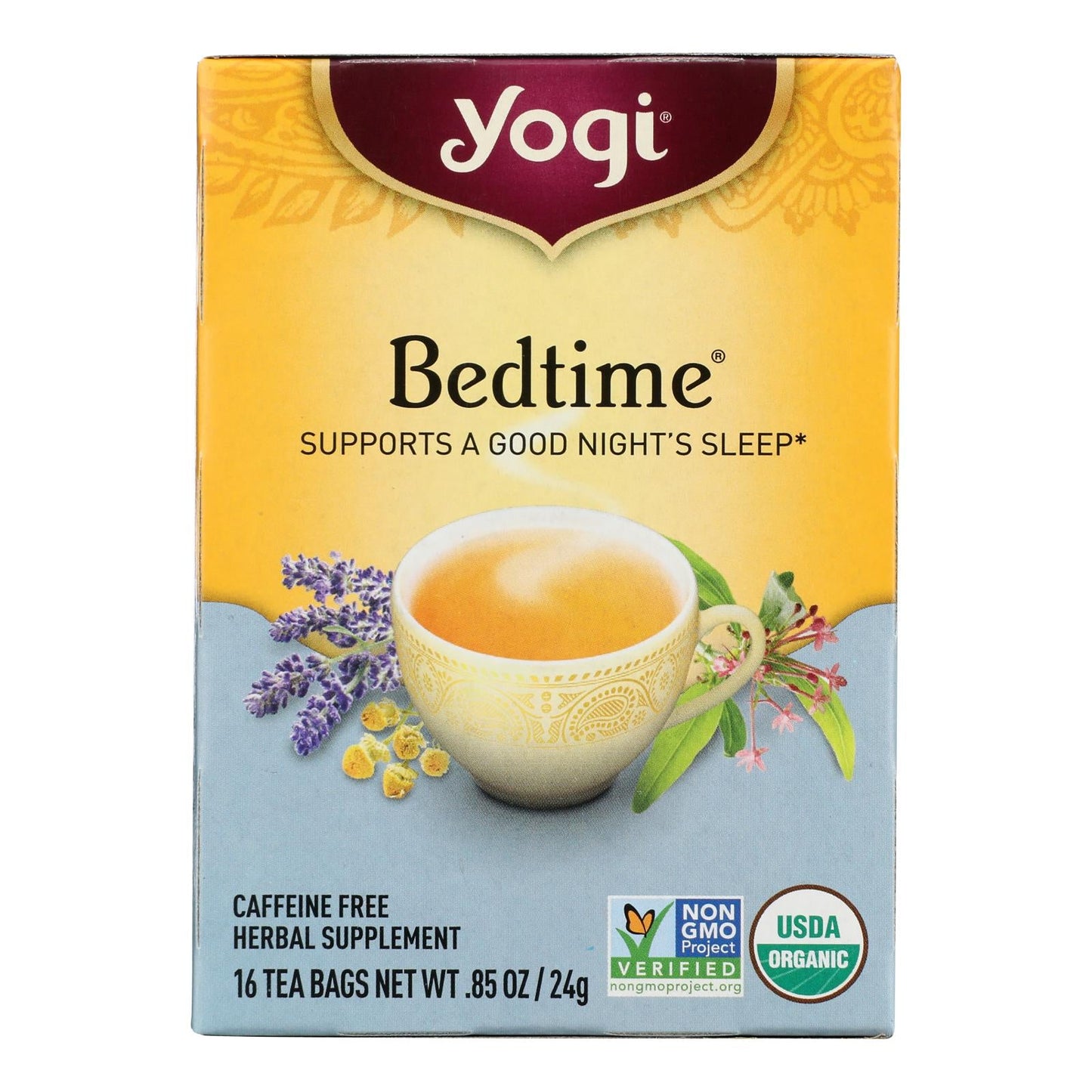 Yogi Bedtime Chamomile Herbal Tea, Caffeine-Free, 6-Pack