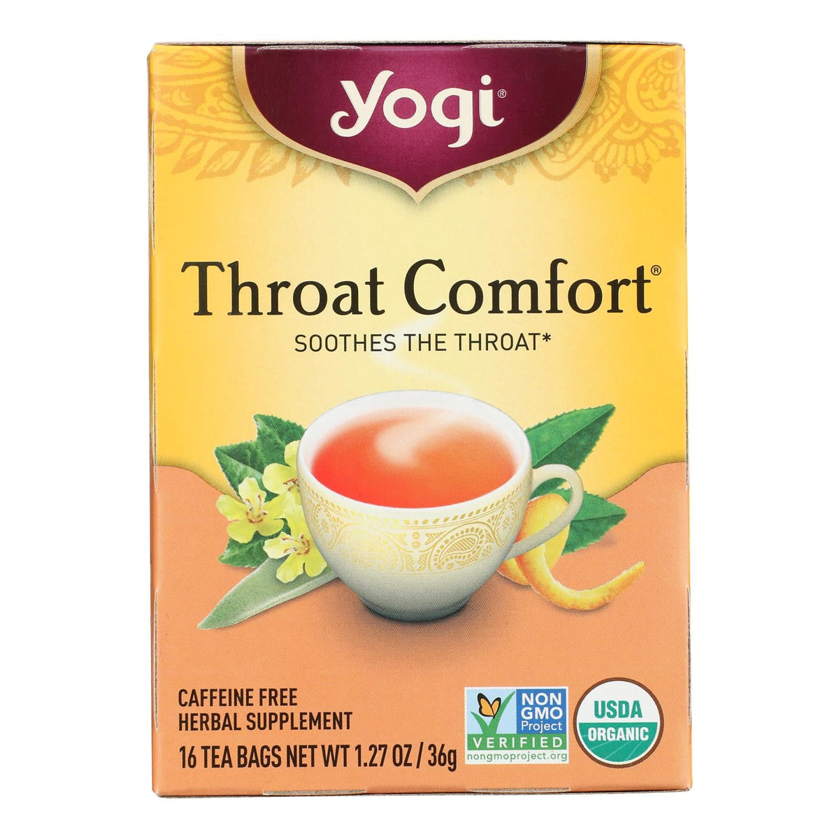 Yogi Organic Throat Comfort Tea, Caffeine-Free, 6-Pack