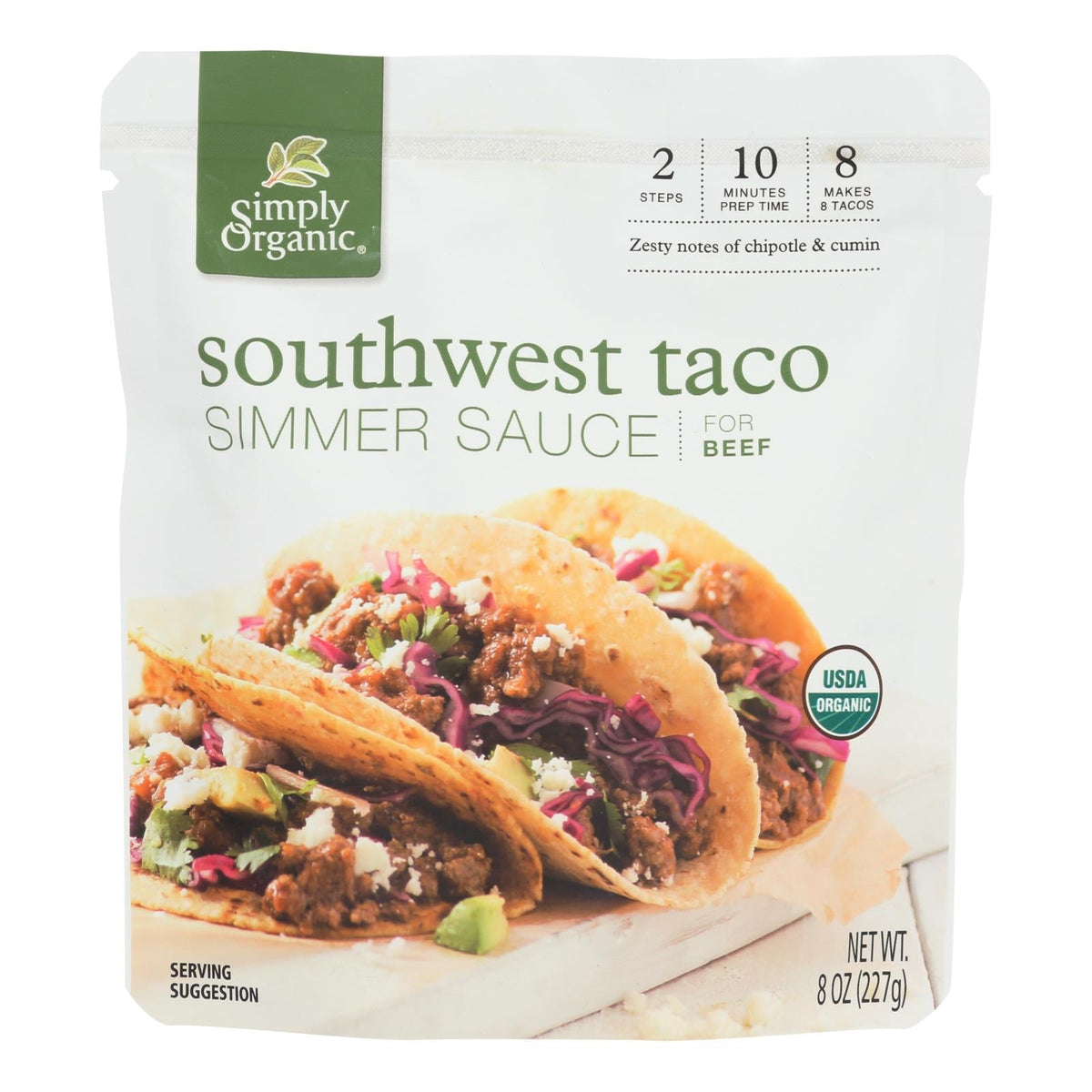 Simply Organic Southwest Taco Simmer Sauce, 8 oz, 6-Pack