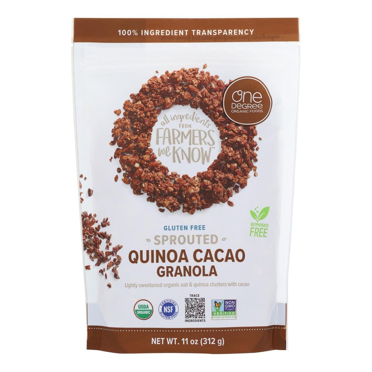 One Degree Organic Quinoa Cacao Granola, 6 Pack - 11 Oz