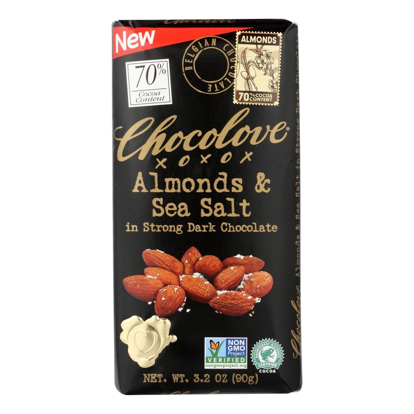 Chocolove Almond Sea Salt 70% Dark Chocolate, 12 Pack