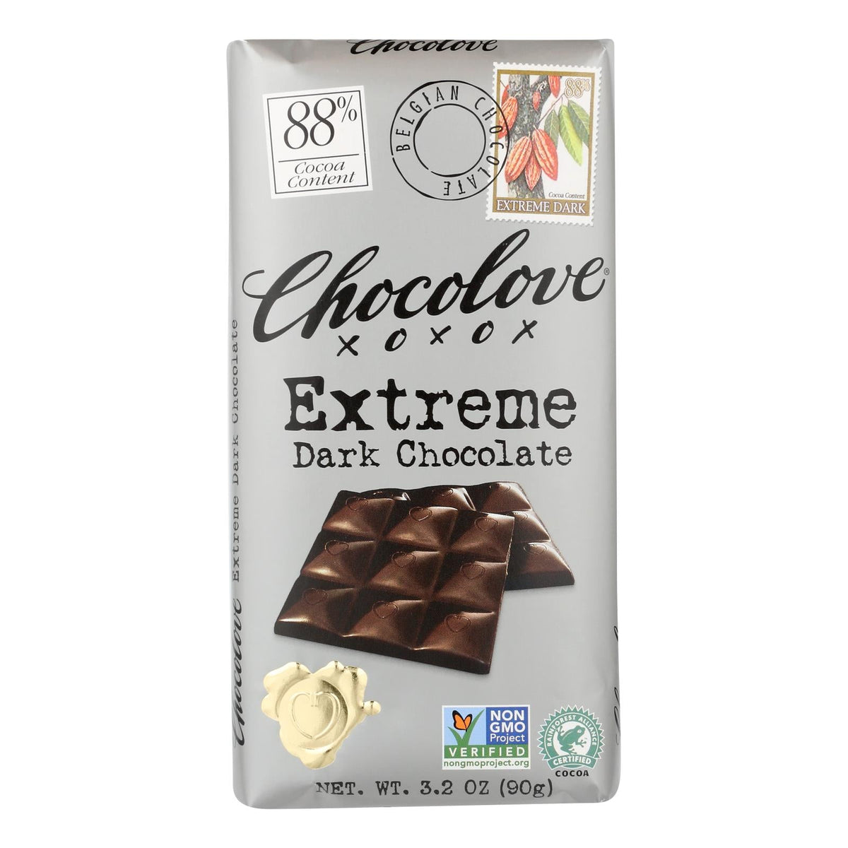 Chocolove Extreme Dark Chocolate Bar, 12-Pack, 3.2 oz Each