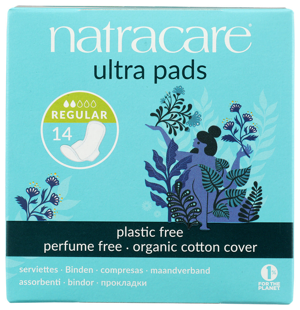 Natracare Organic Cotton Ultra Pads Regular w/Wings - 14pk