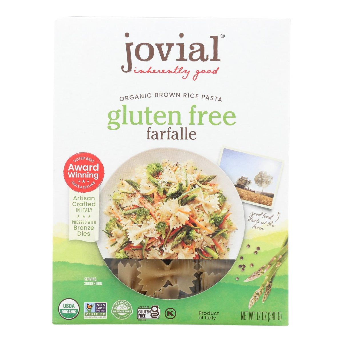 Jovial Gluten-Free Farfalle Rice Pasta, 12 Pack
